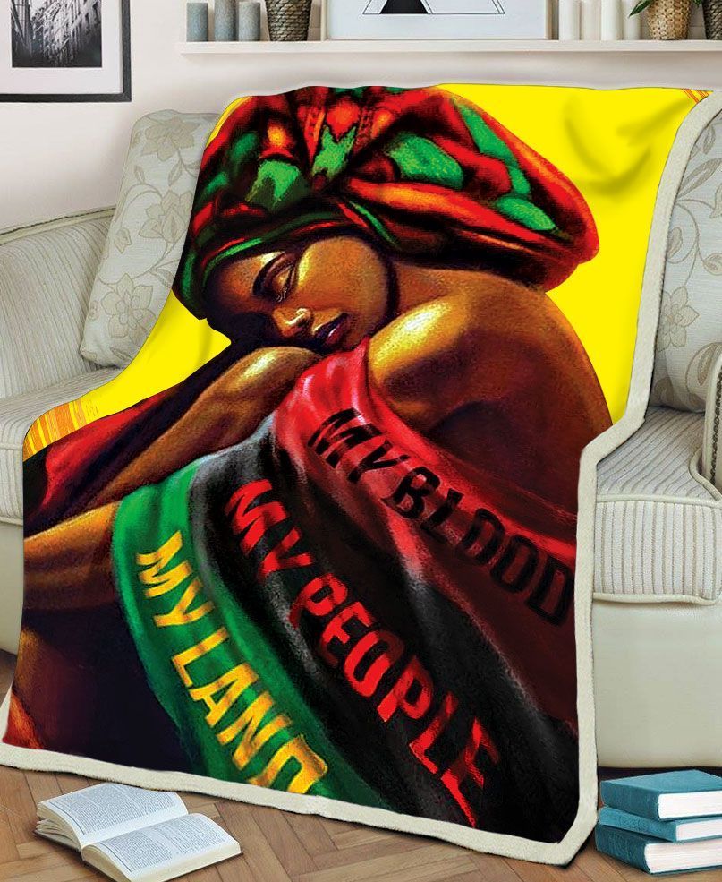Black Women My Blood My People My Land Sherpa Fleece Blanket