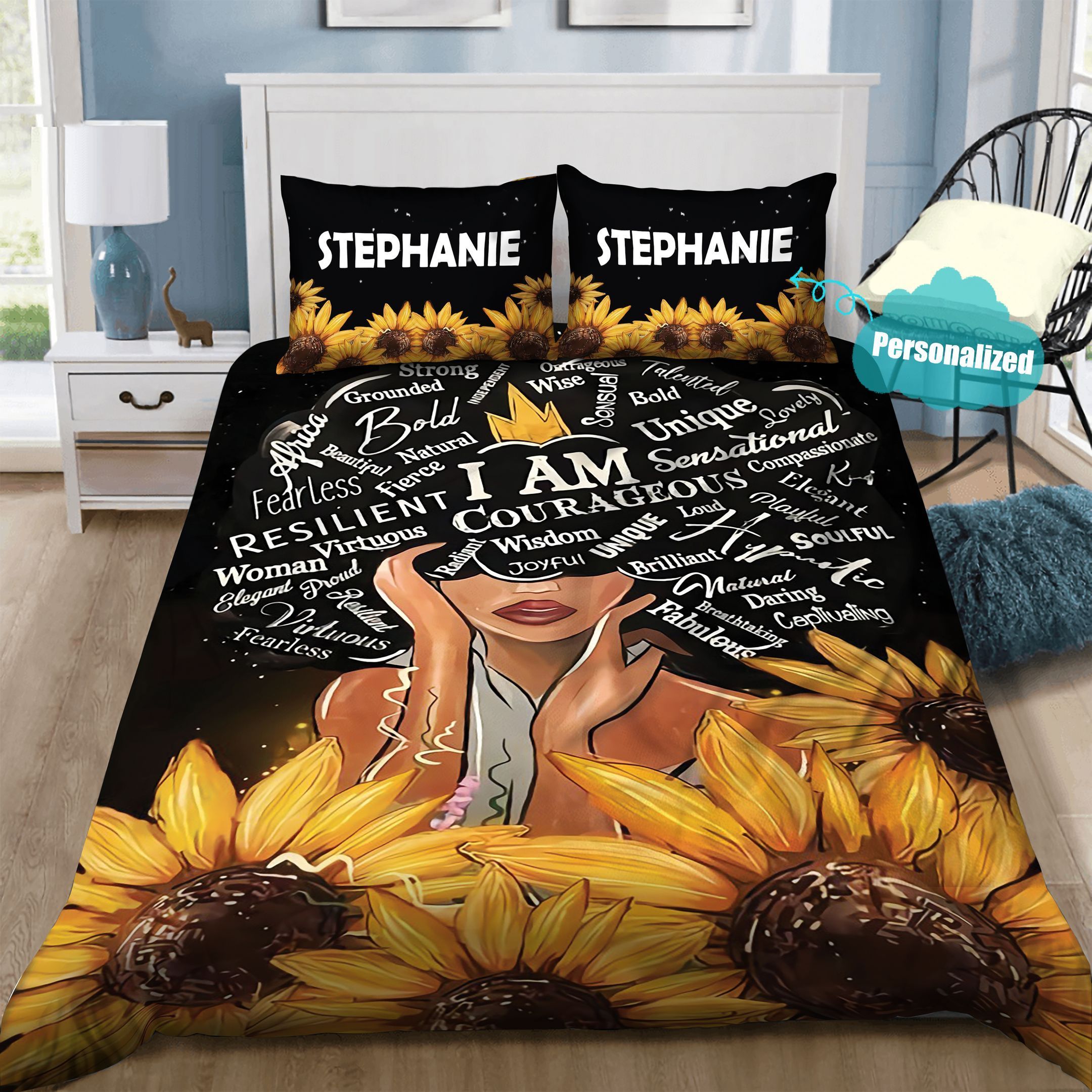 Black women Personalized Bedding Set