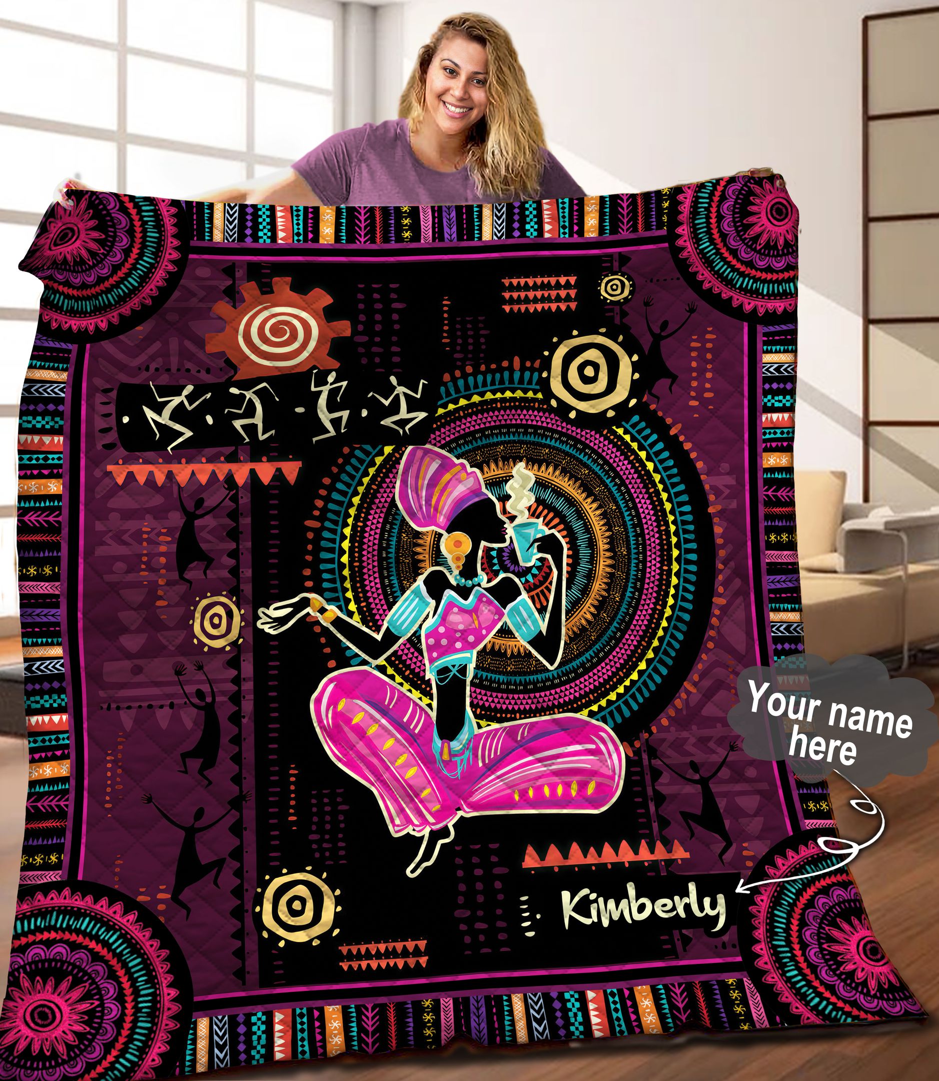 Black women Personalized Quilt Blanket C9B100603TA