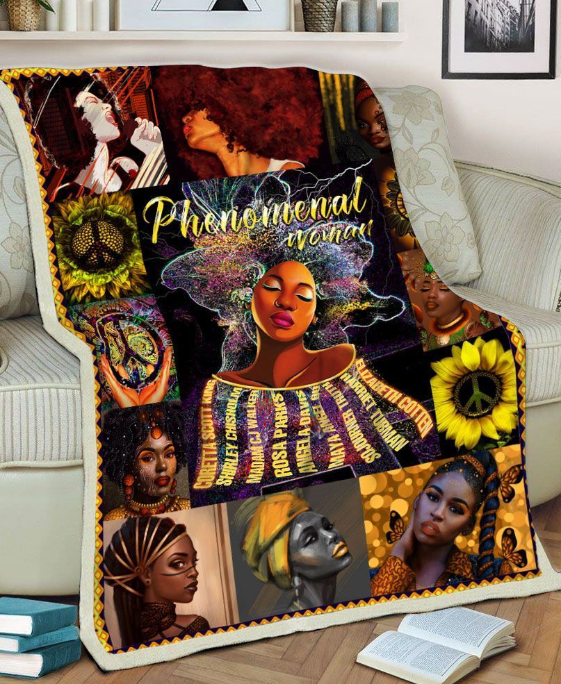 Black Women Phenomenal Woman Sherpa Fleece Blanket