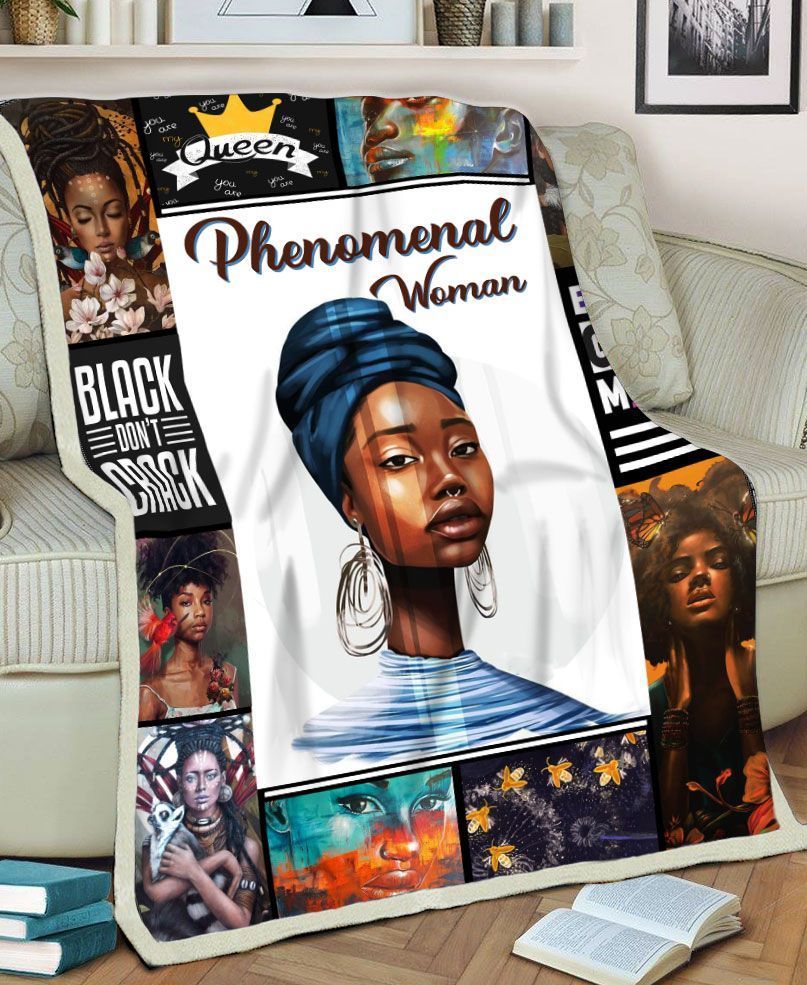 Black Women Phenomenal Woman Sherpa Fleece Blanket