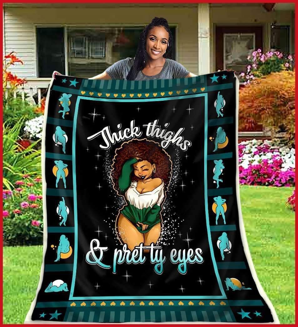 Black Women Thick Thighs And Pretty Eyes Sherpa Fleece Blanket