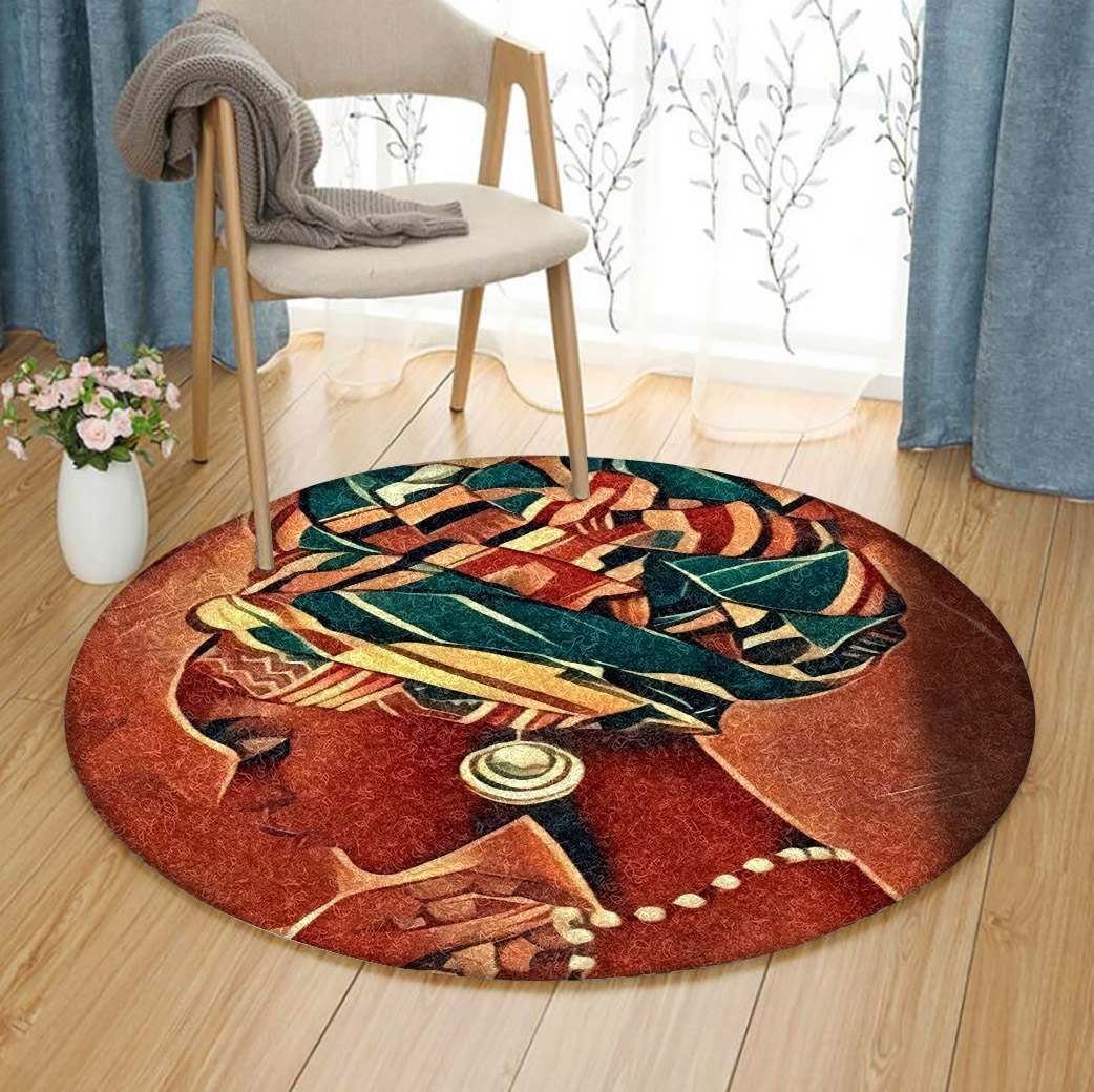 Black Women Round Carpet