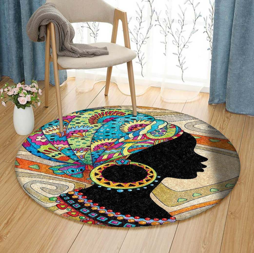 Black Women Round Carpet