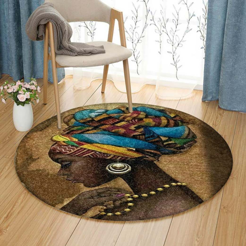 Black Women Round Carpet