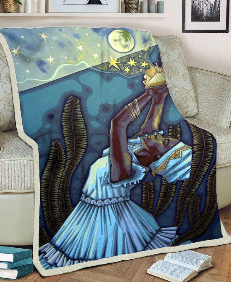 Black Women With Sea Snail Sherpa Fleece Blanket