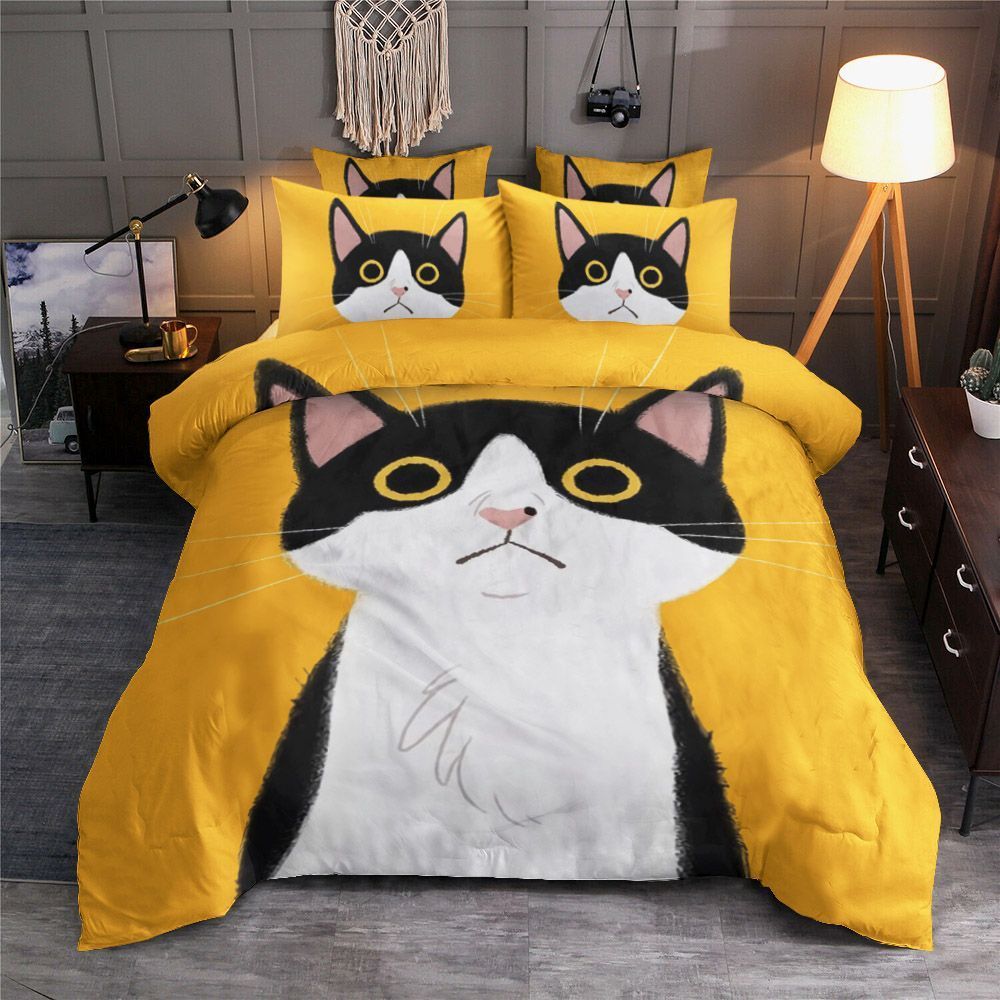 Black Yellow Cat Bedding Set