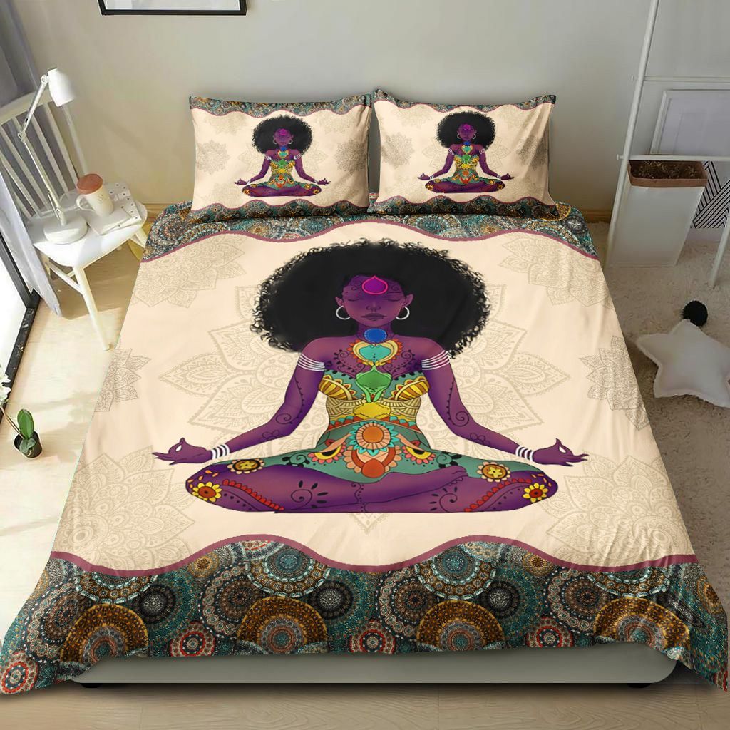 Black Yoga Girl Bedding Set