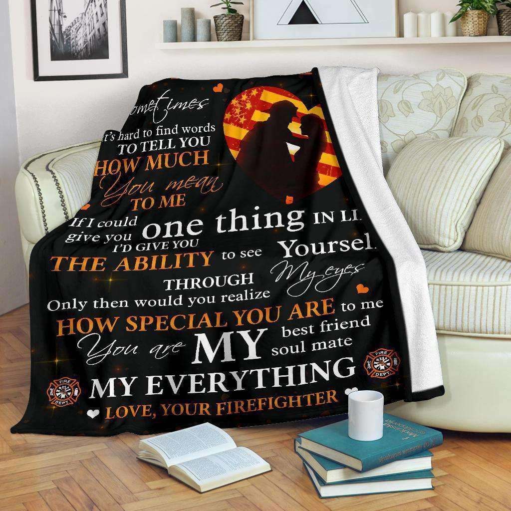 Blanket Firefighter My wife My everything Sherpa Fleece Blanket