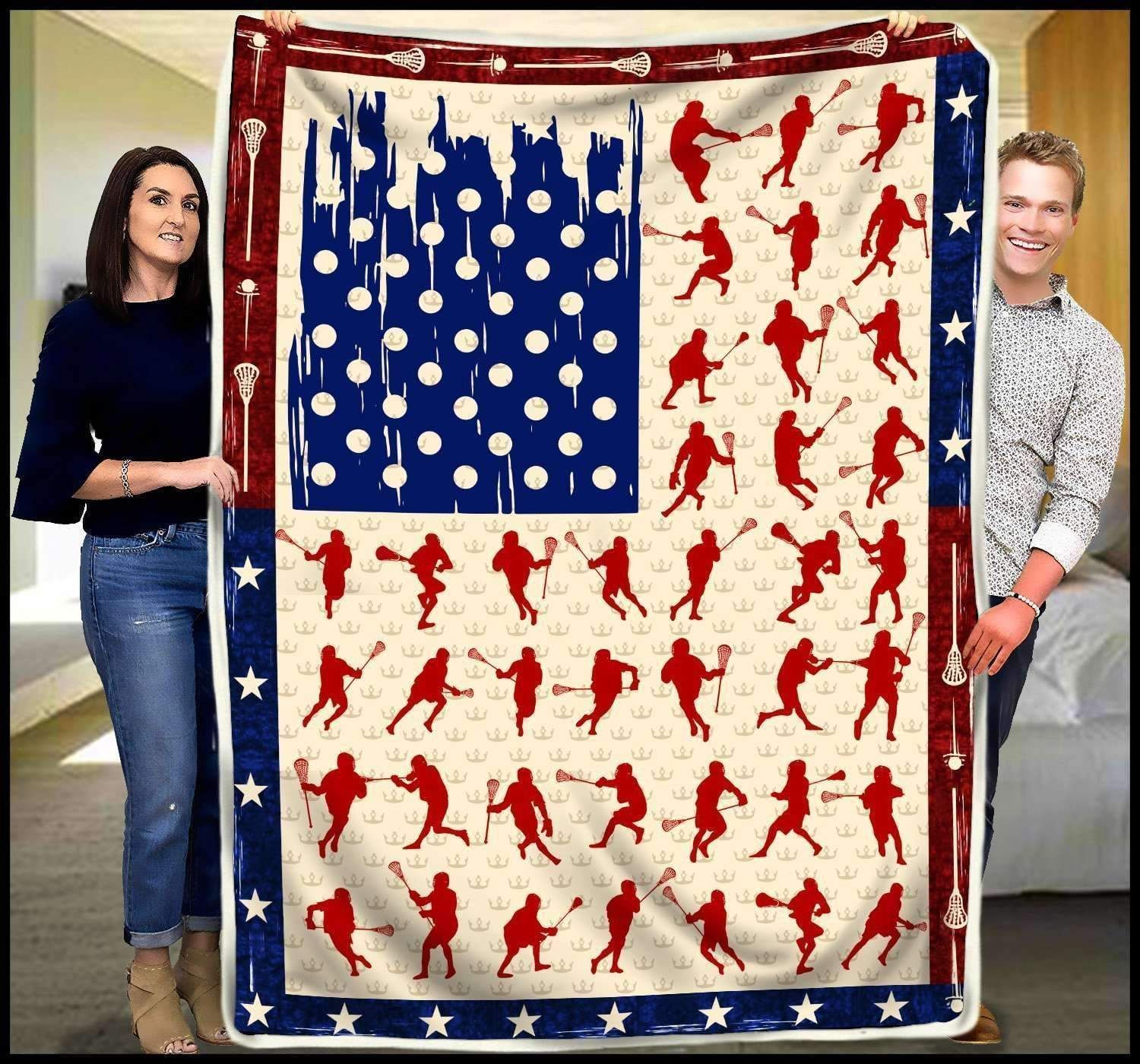 Blanket Flag Gift For Friends Who Loves Lacrosse