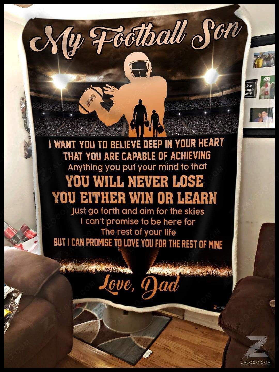 Blanket Football To My Son Dad I Can Promise