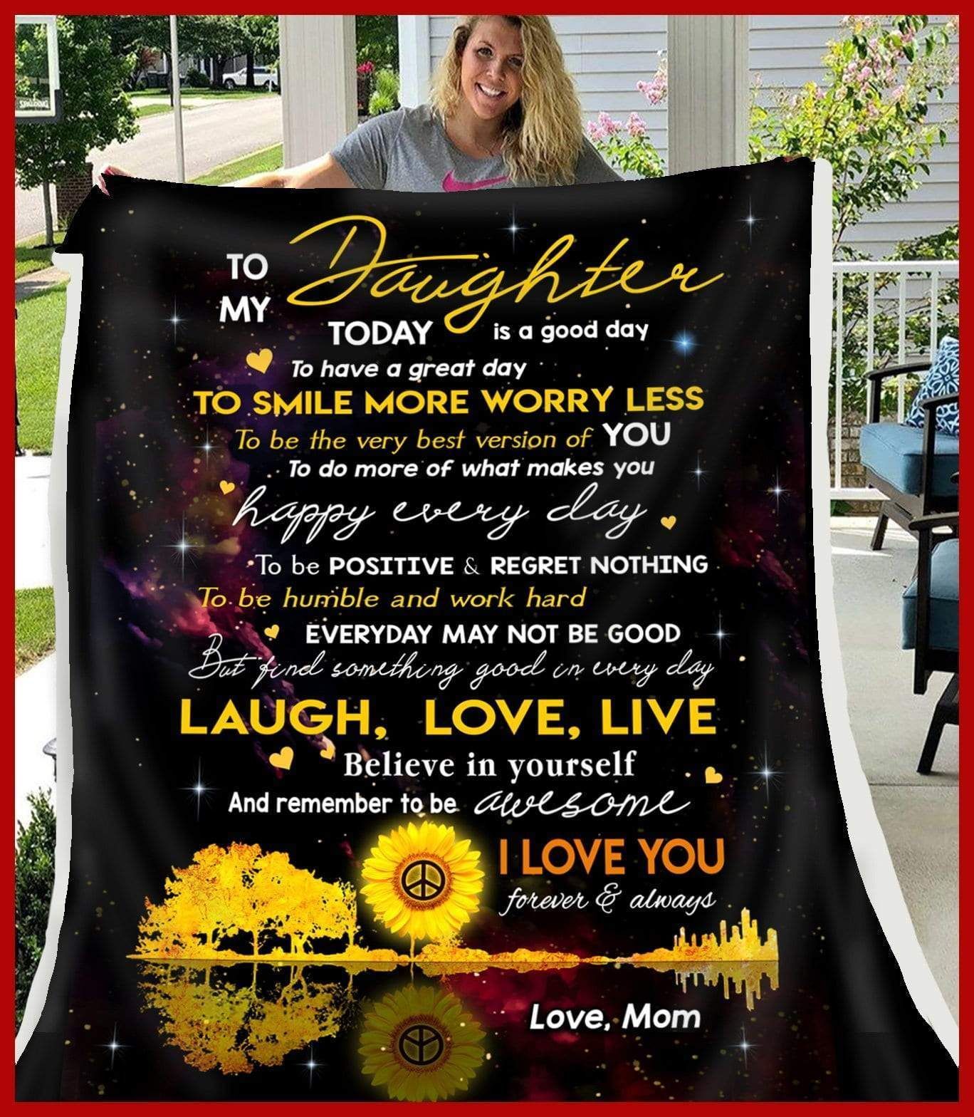 Blanket Gift For Daughter To Smile More Worry Less