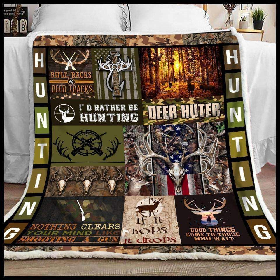 Blanket Gift For Hunter I’d Rather Hunting