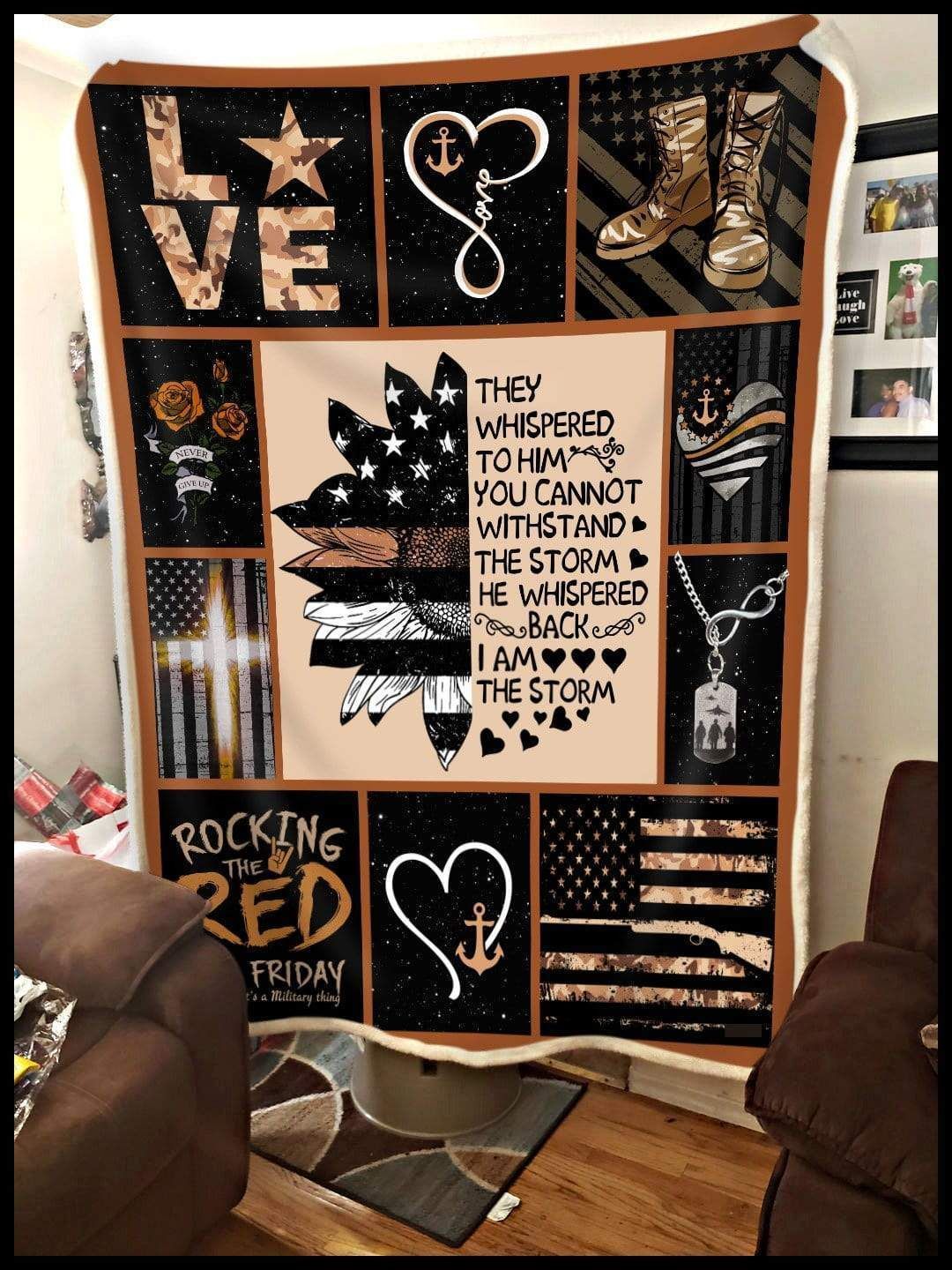 Blanket Gift For Man Marine – They Whispered Back I’m The Storm