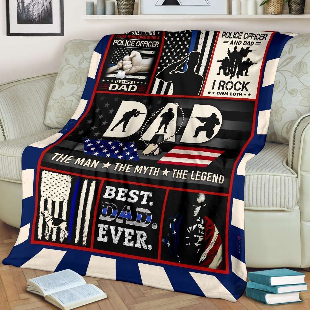 Blanket Gift For Police Dad The Man The Myth The Legend