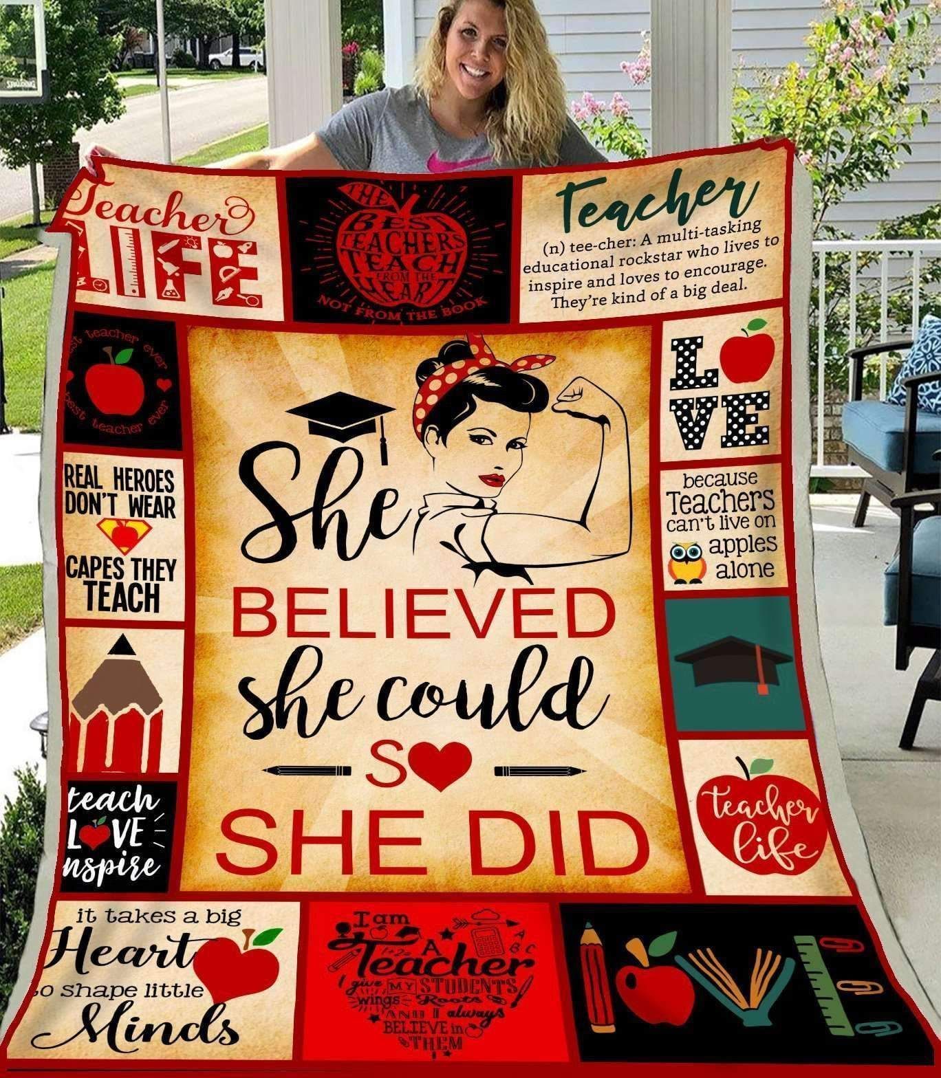 Blanket Gift For Teacher She Believed She Could So She Did