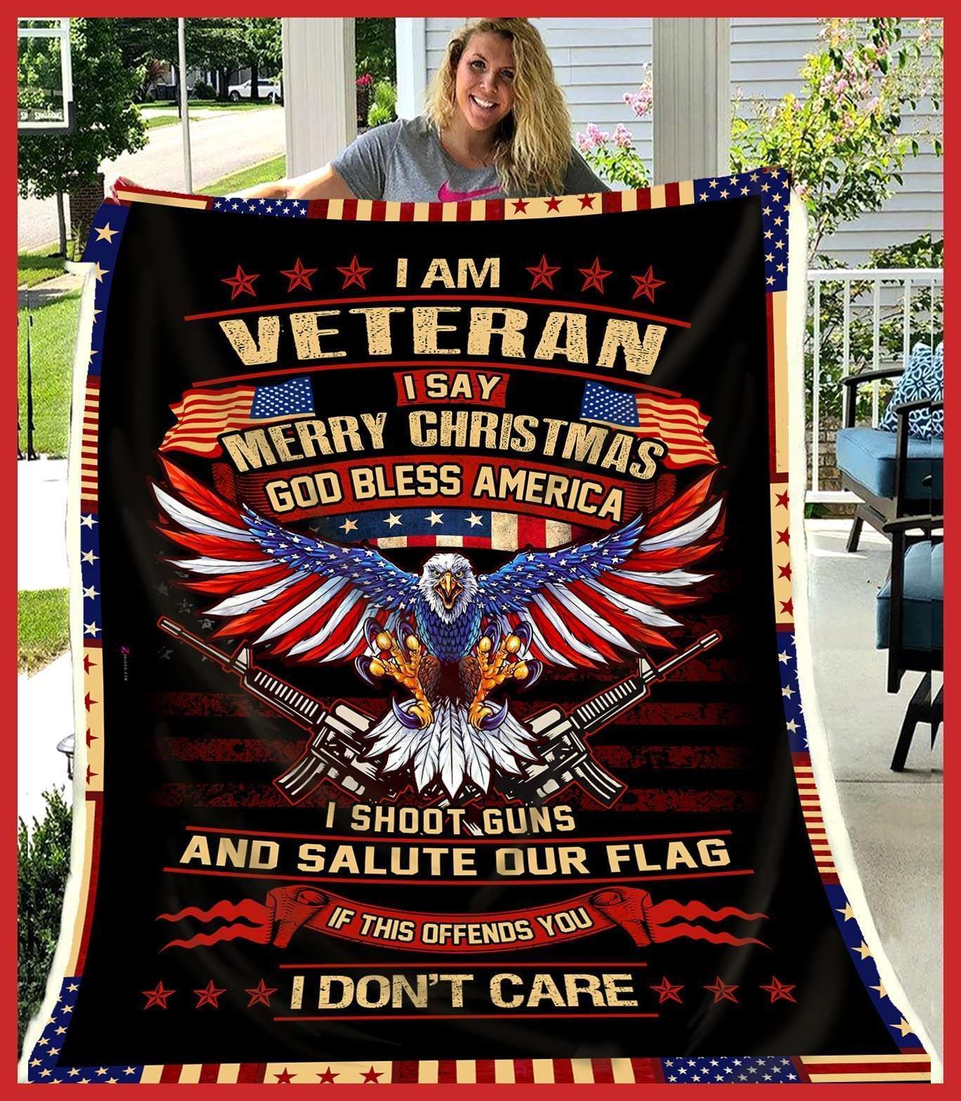 Blanket Gift For Veteran God Blessed America