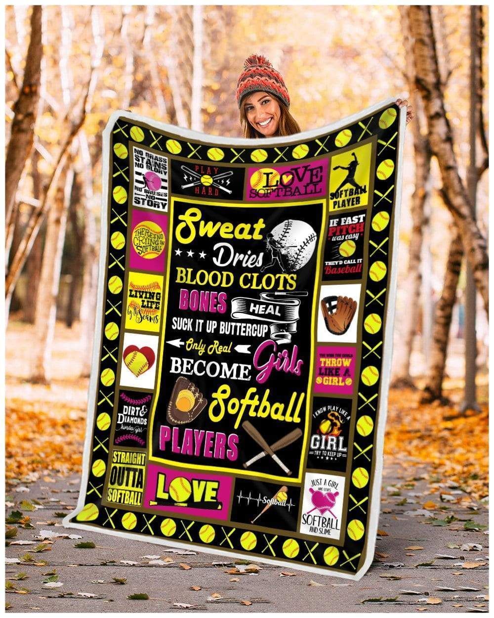Blanket Gift For Woman Only Real Girls Become Softball Players