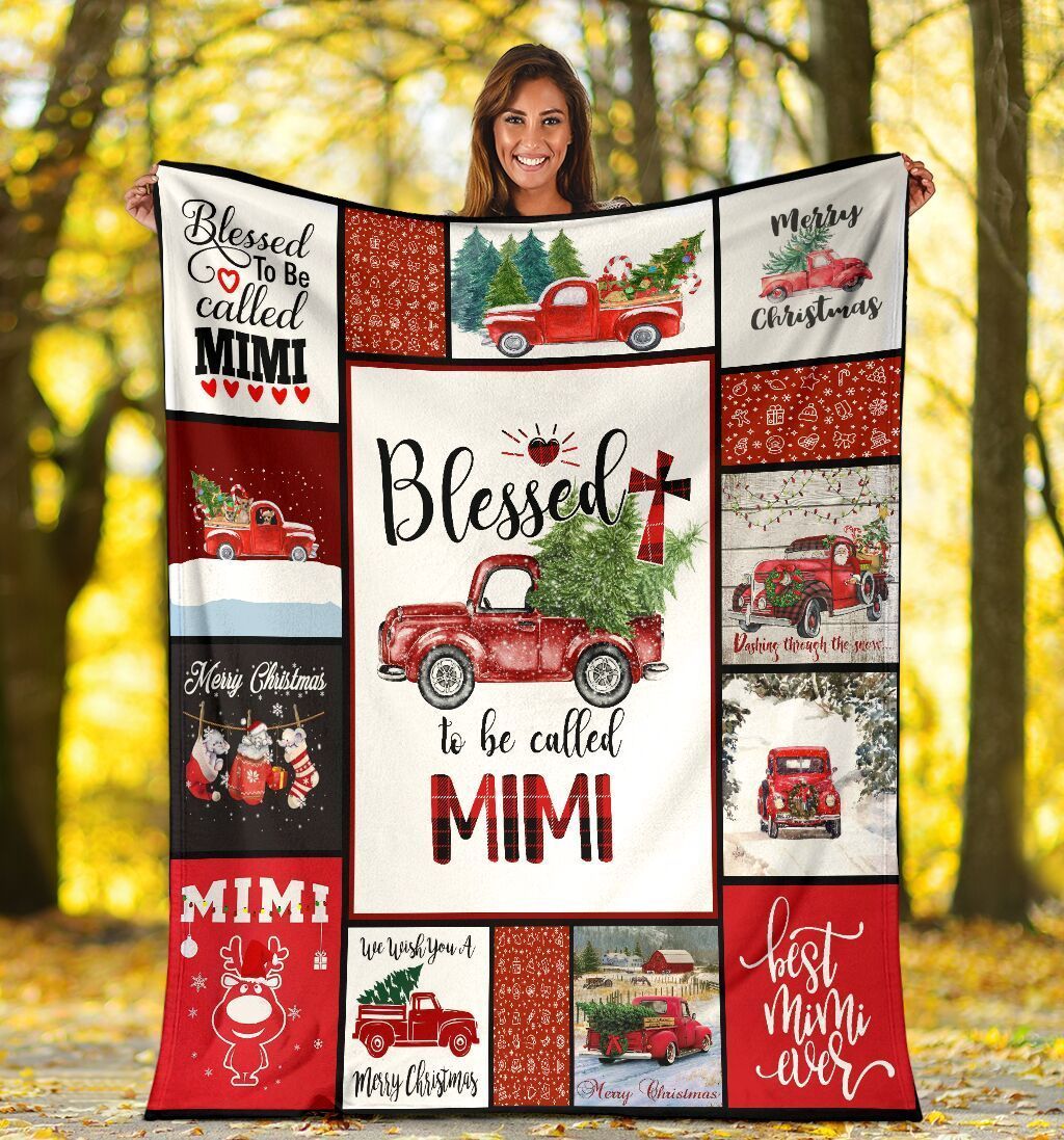 Blessed To Be Called Mimi Christmas Family Fleece Blanket