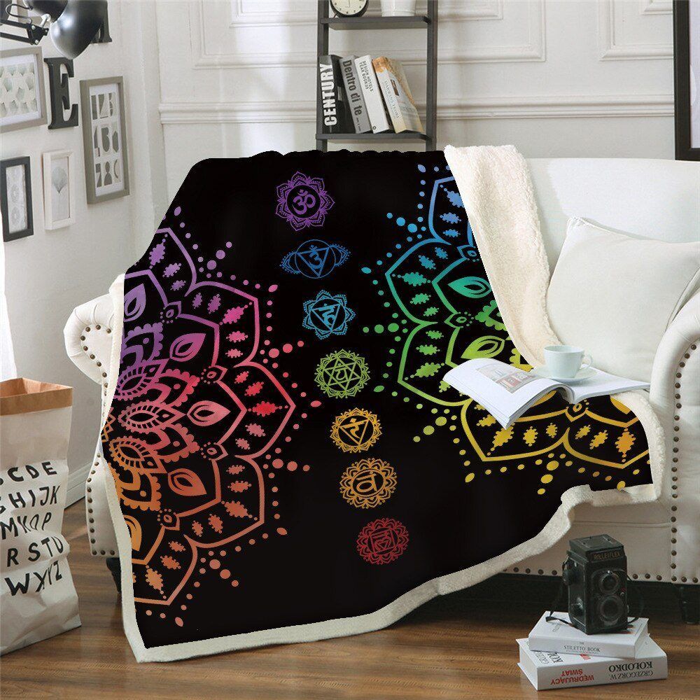 Blessliving WatercolorHippie Sherpa Fleece Blanket