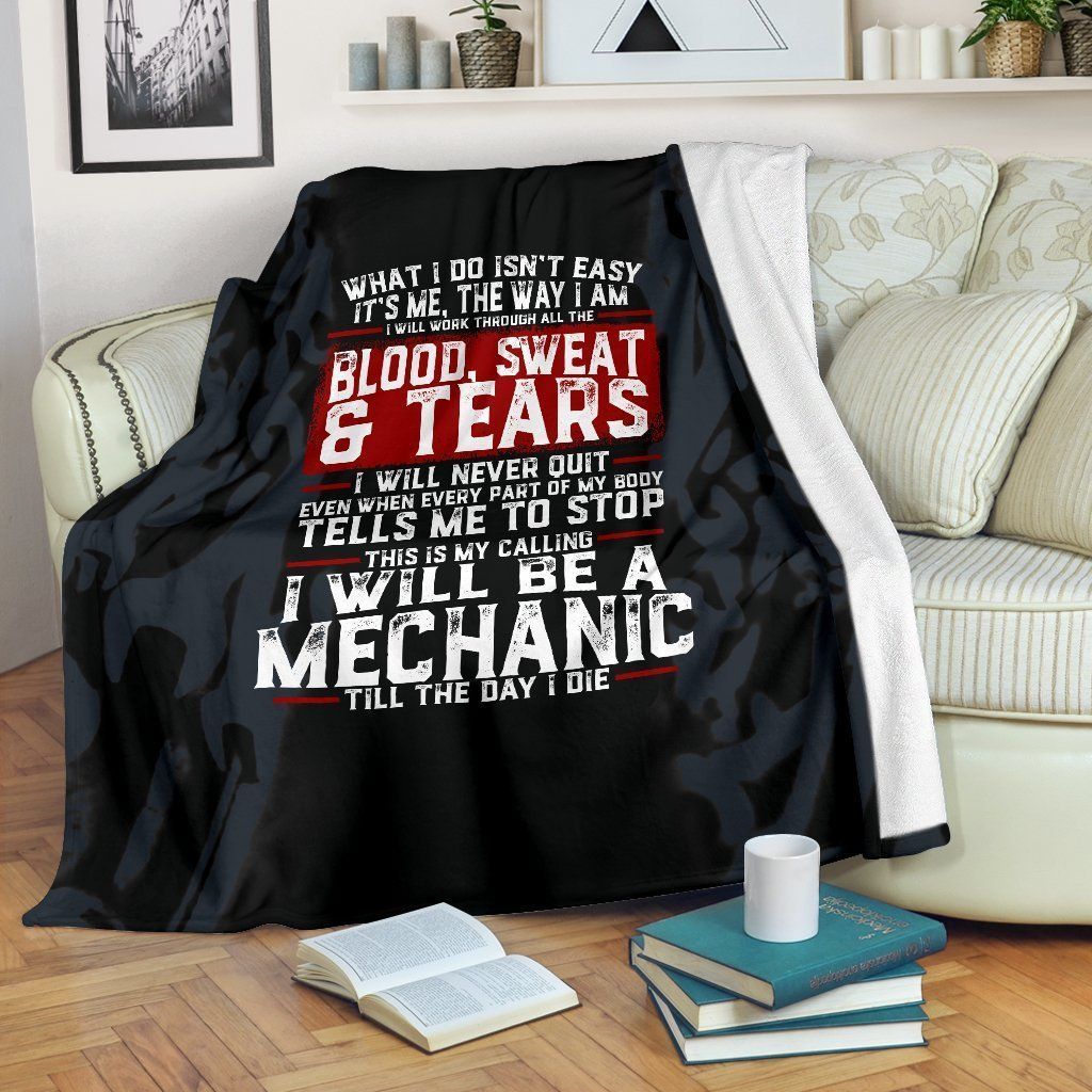 Blood Sweat And Tears Mechanic Sherpa Fleece Blanket