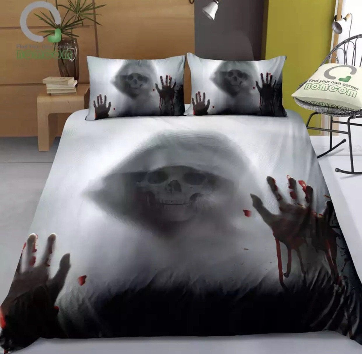 Bloody Hands Skull 3Pce Bedding Set