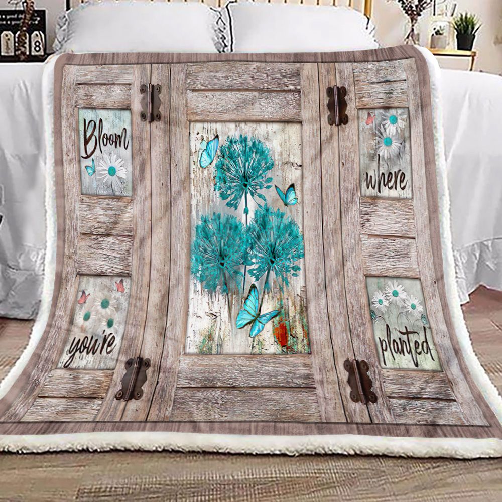 Bloom Where Youre Planted Fleece Blanket