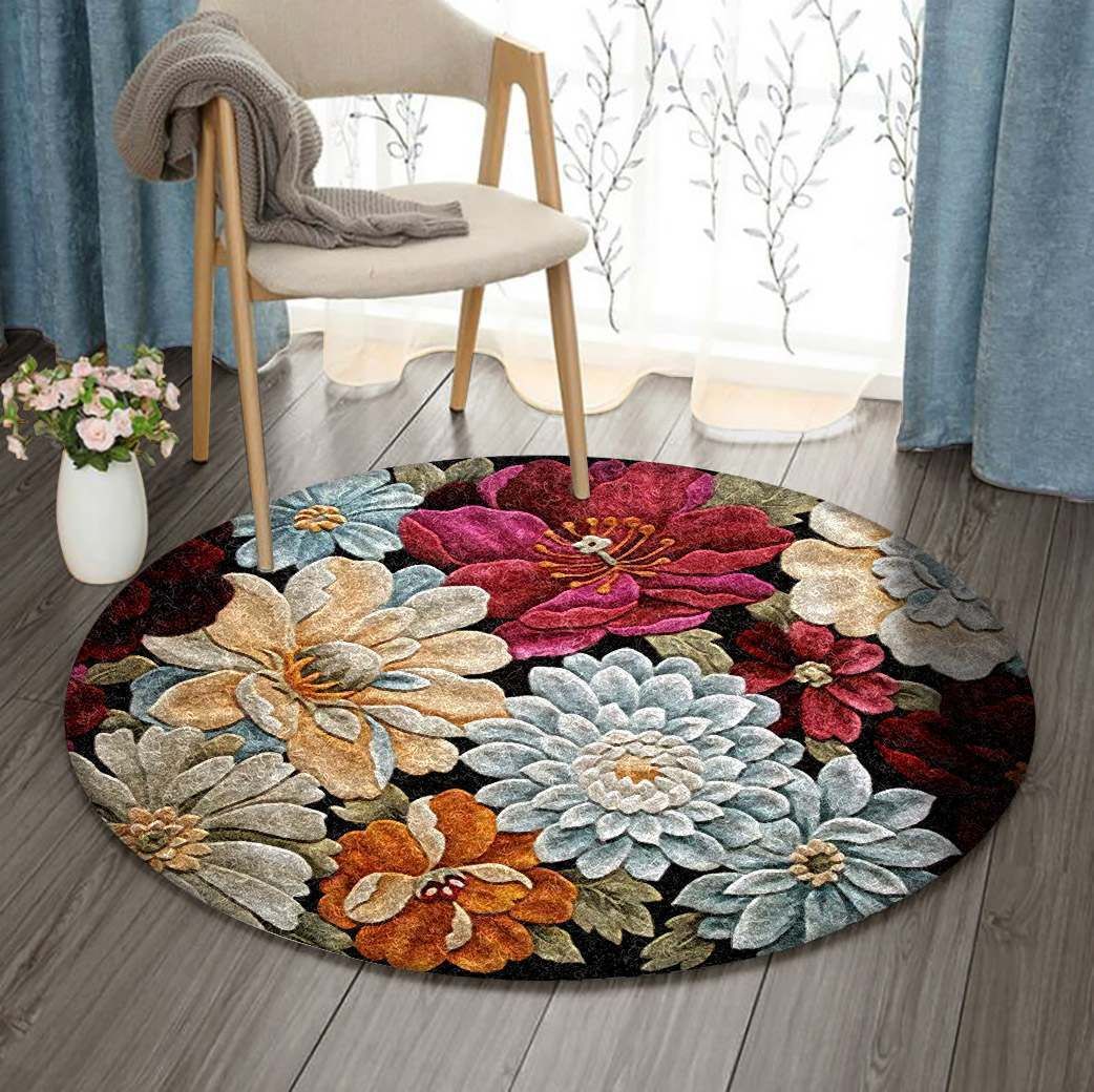 Blooming Flower Round Carpet