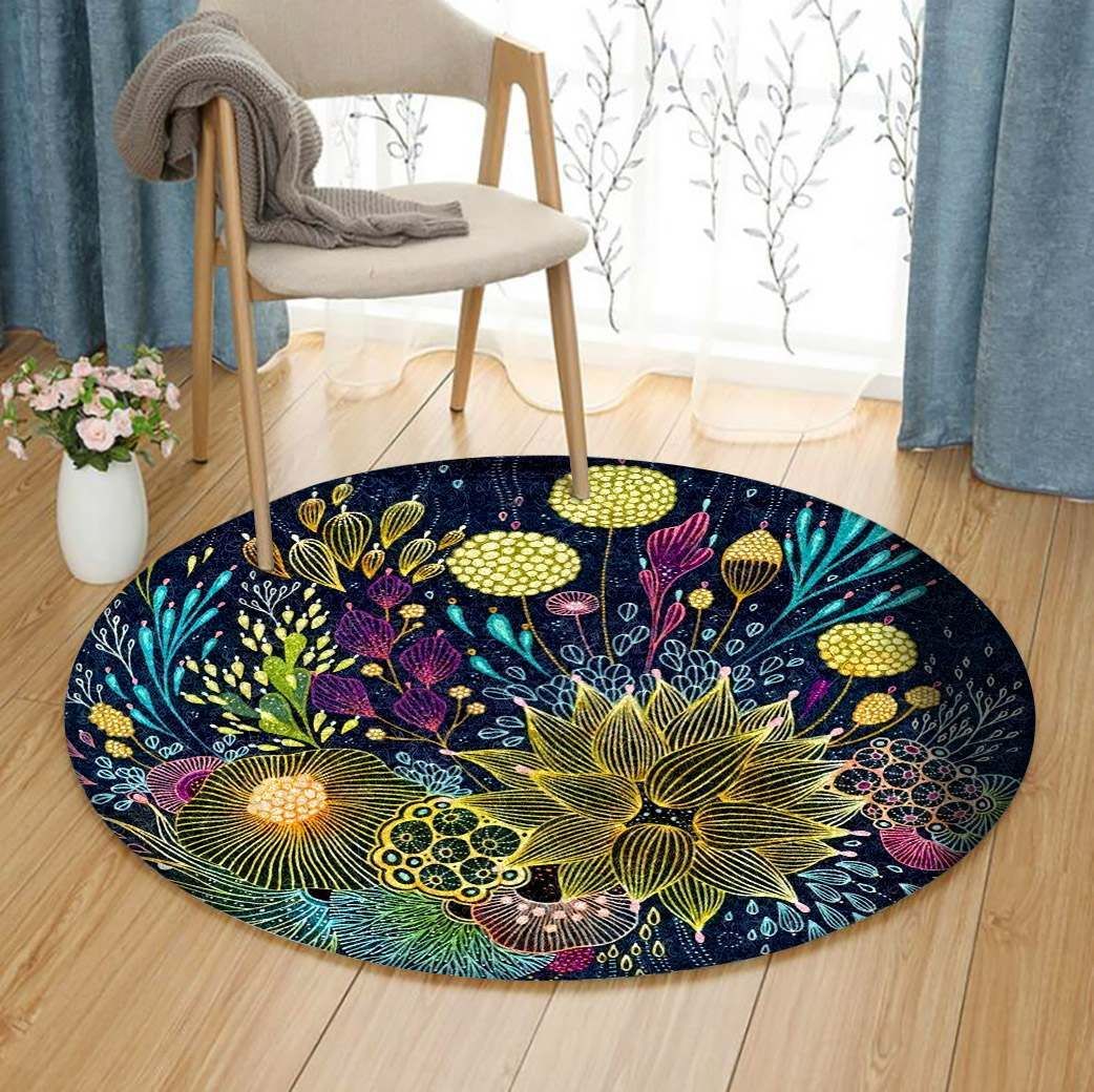 Blooming Flower Round Carpet