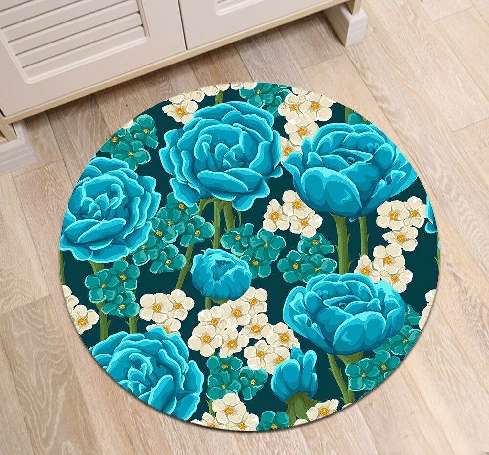 Blooming Flowers Round Carpet
