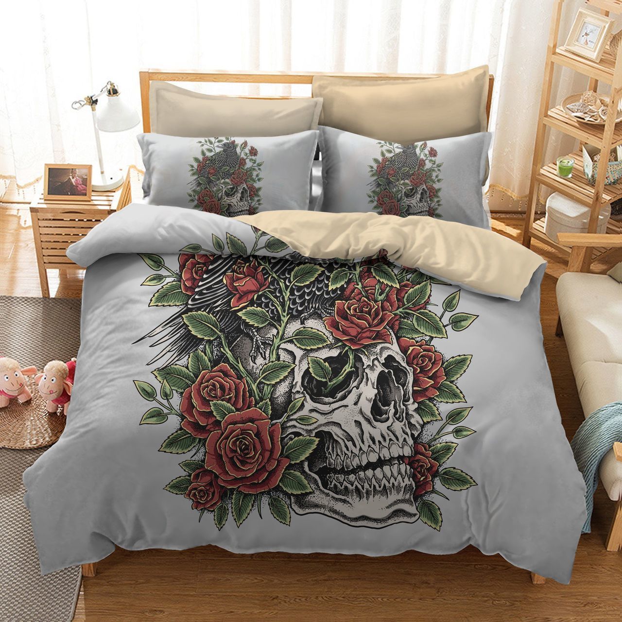 Blooming Skull Bedding Set