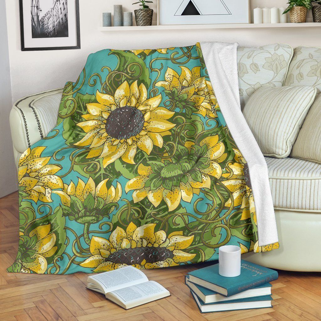 Blooming Sunflower Sherpa Fleece Blanket