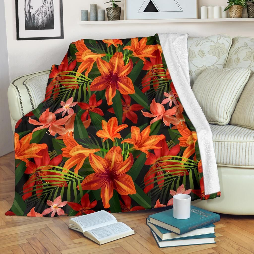 Blossom Amaryllis Pattern Print Design Fleece Blanket
