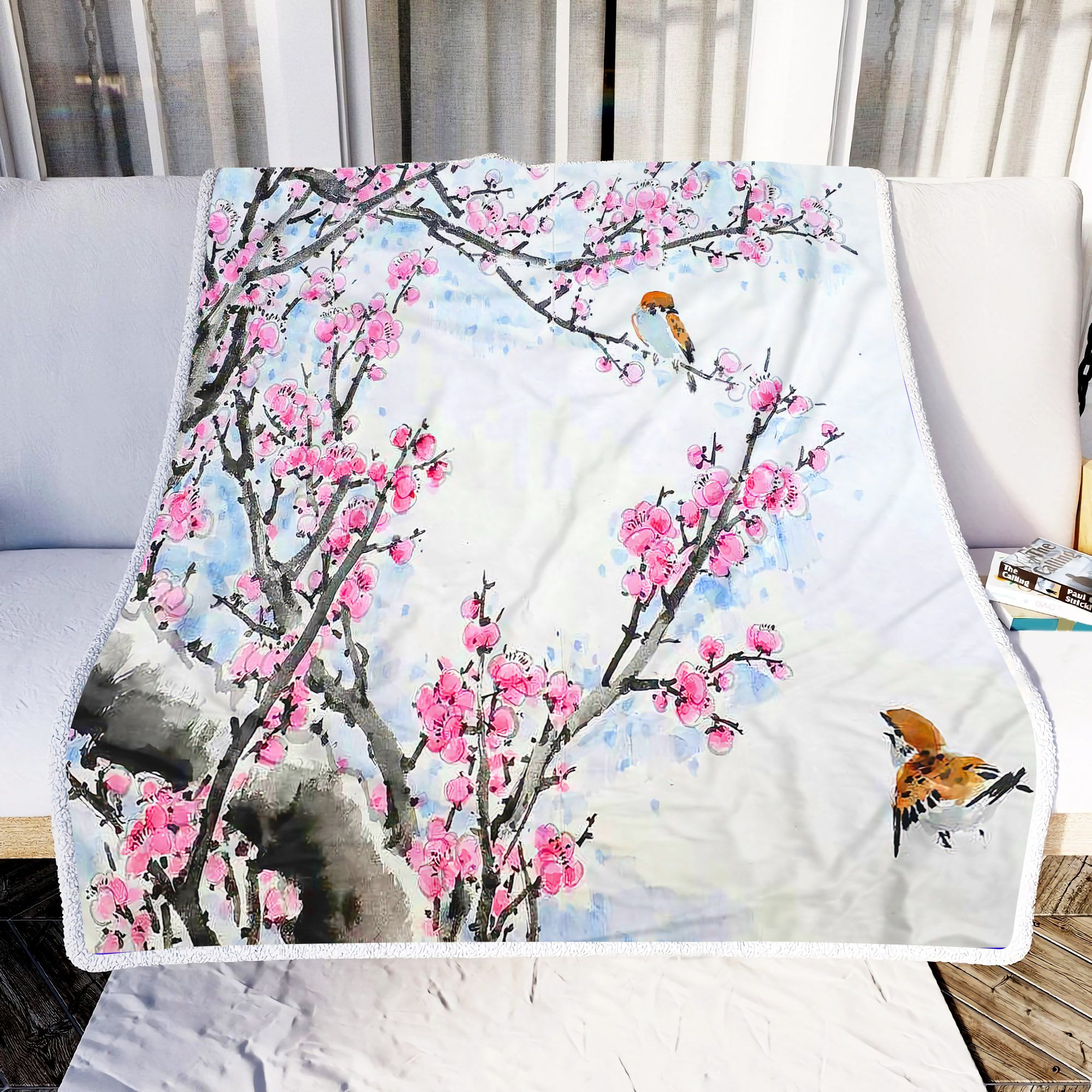Blossom And Birds Fleece Blanket