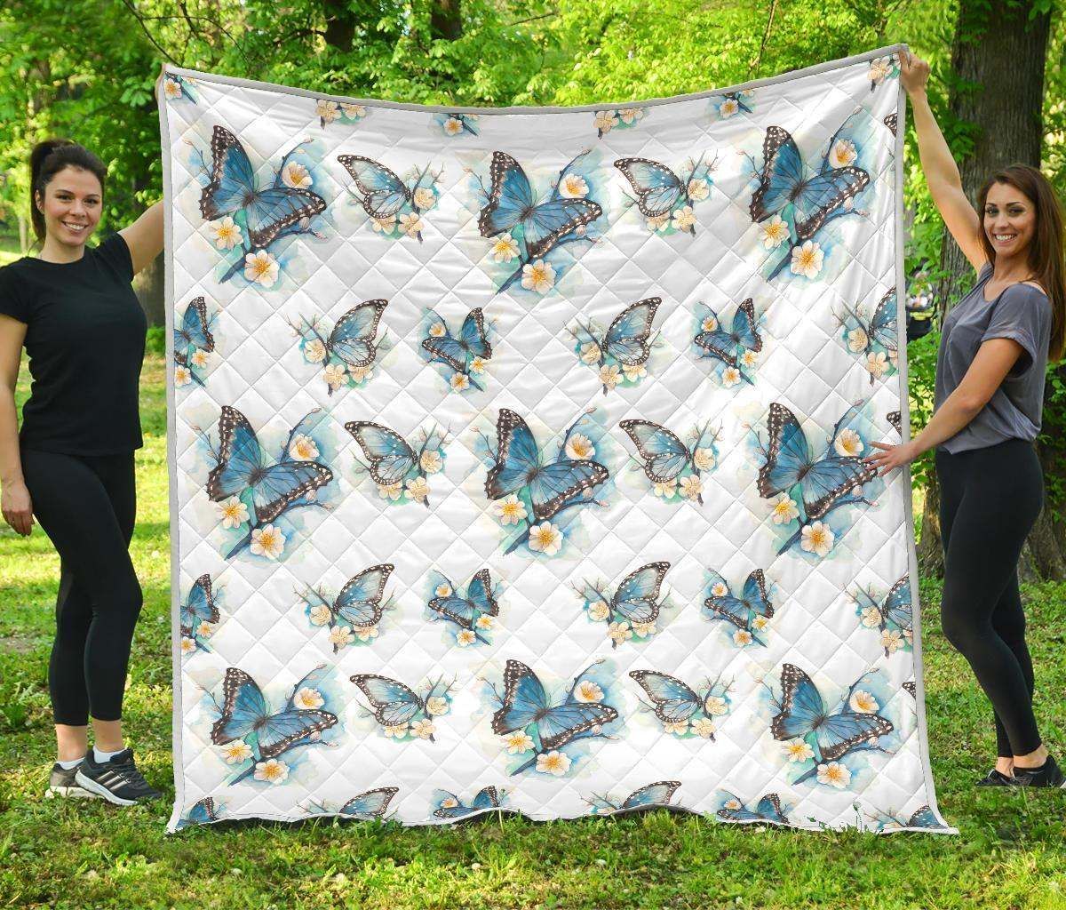 Blossom Blue Butterfly CL17100094MDQ Quilt Blanket