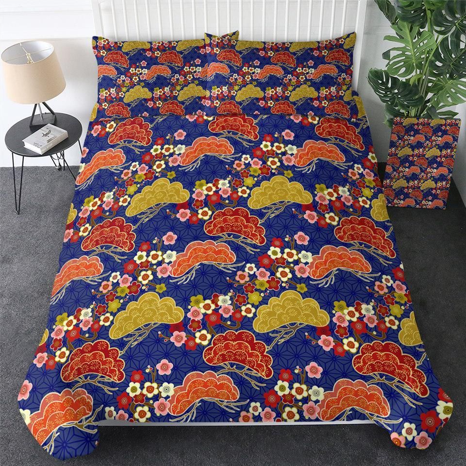 Blossom Flowers Blue Bedding Set