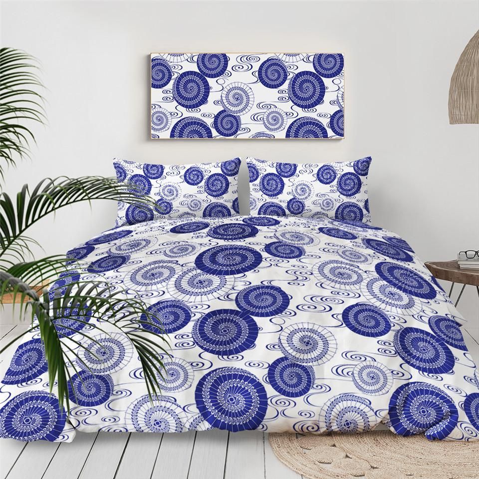 Blue Abstract Art Floral Bedding Set