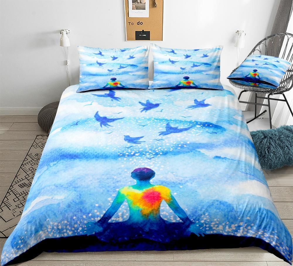 Blue Abstract Yoga Bedding Set
