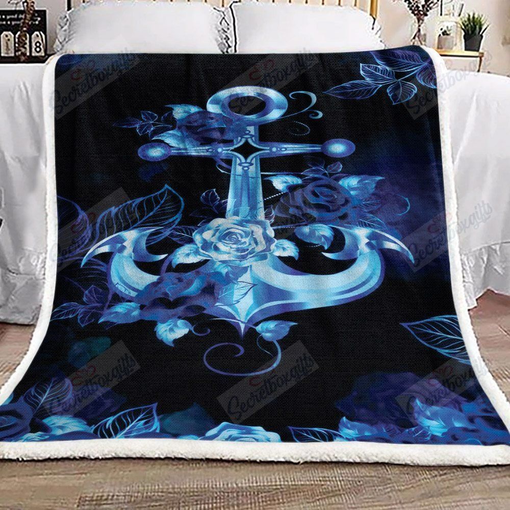 Blue Anchor And Rose Fleece Blanket