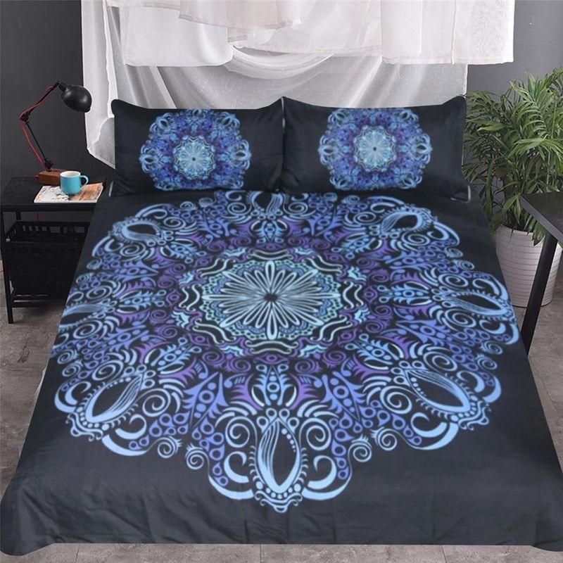 Blue And Purple Mandala Printed Bedding Set