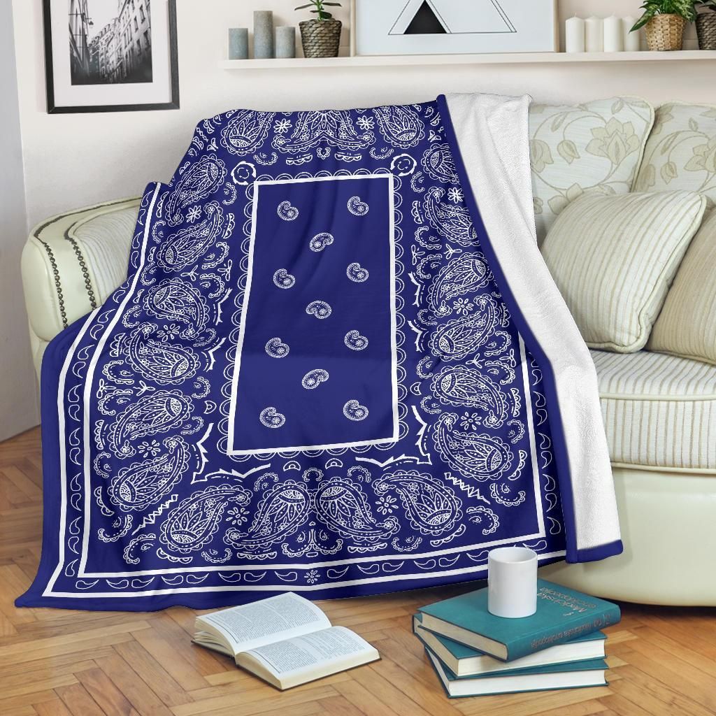 Blue And White Bandana Sherpa Fleece Blanket