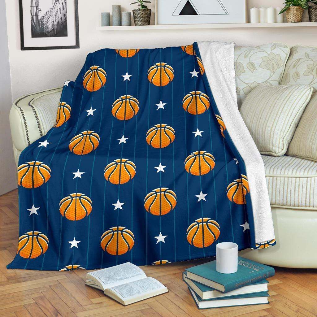 Blue Basketball Sherpa Fleece Blanket