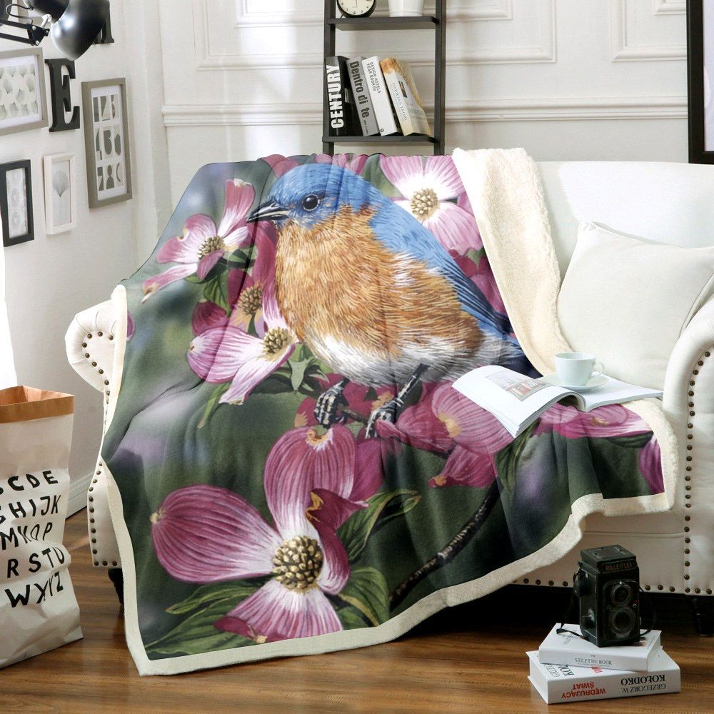 Blue Bird Sherpa Fleece Blanket