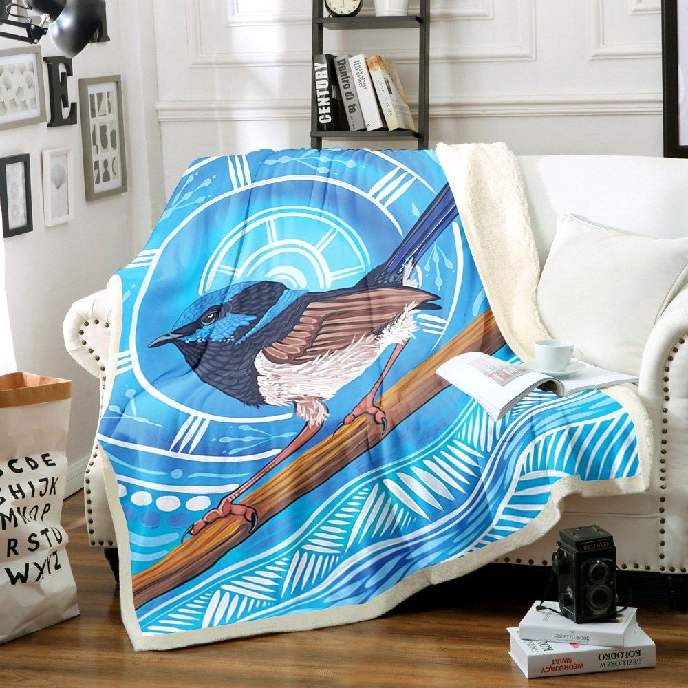 Blue Bird Sherpa Fleece Blanket