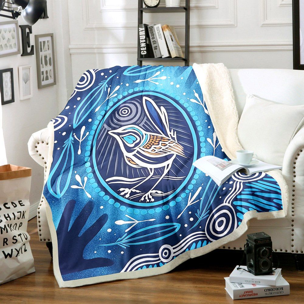 Blue Bird Sherpa Fleece Blanket