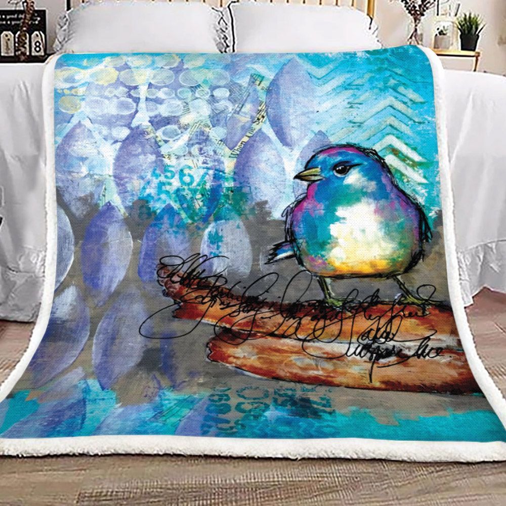 Blue Bird Sherpa Fleece Blanket