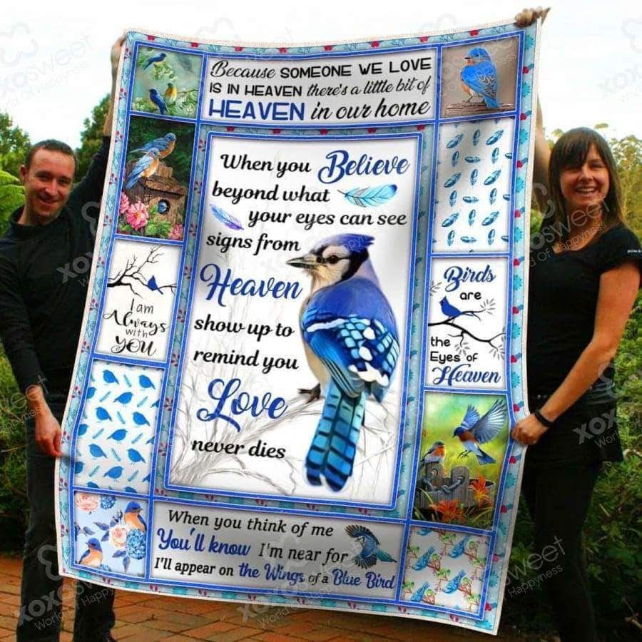 Blue Bird When You Believe Sherpa Fleece Blanket