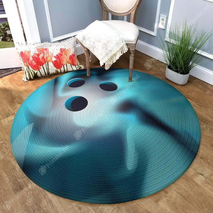 Blue Bowling Ball Round Carpet