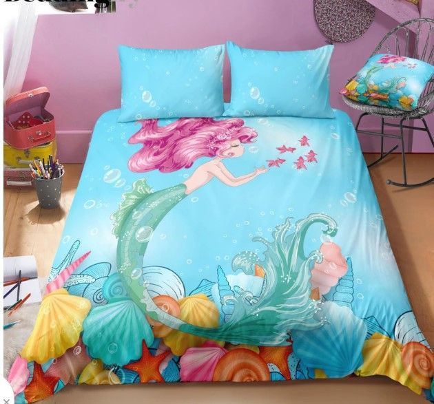 Blue Bubble Mermaid Bedding Set