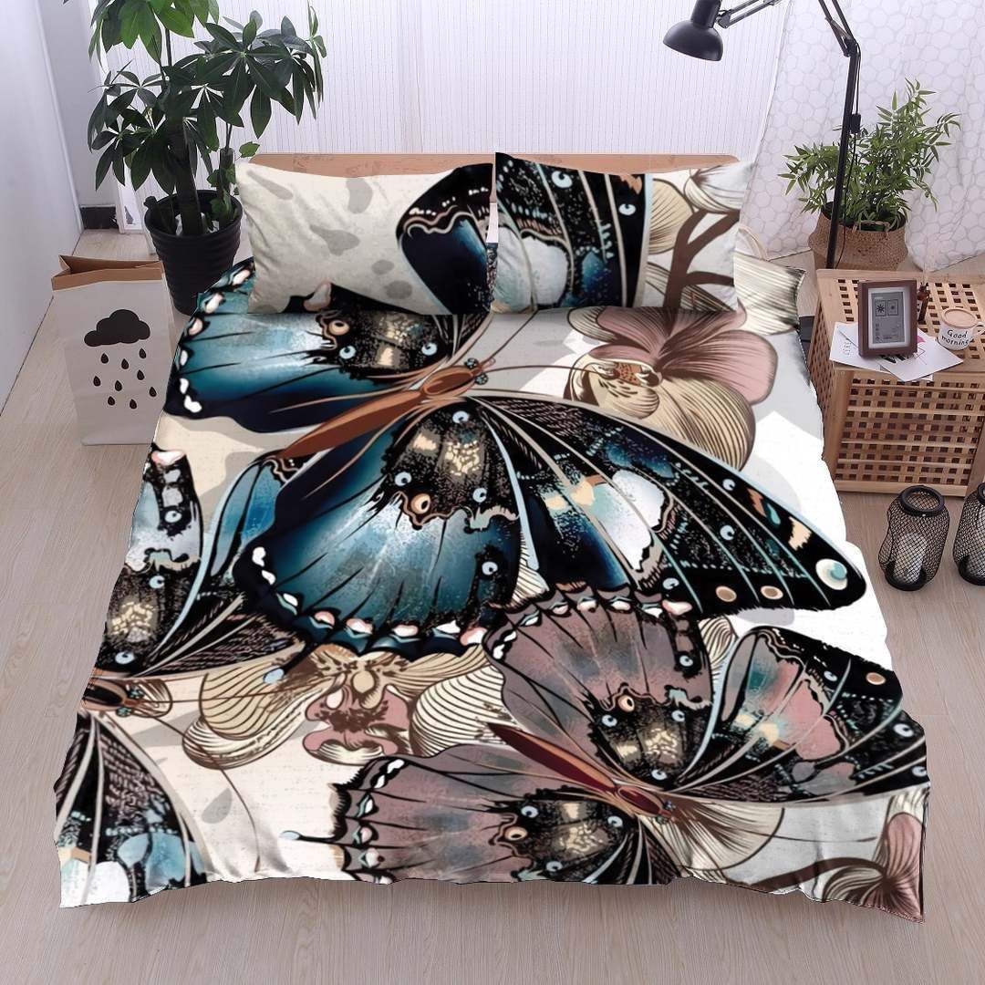 Blue Butterflies Bedding Set